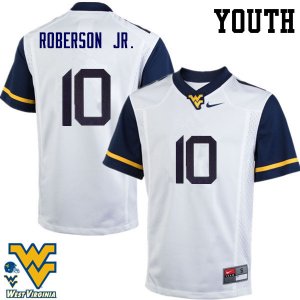 Youth West Virginia Mountaineers NCAA #10 Reggie Roberson Jr. White Authentic Nike Stitched College Football Jersey BJ15S52UK